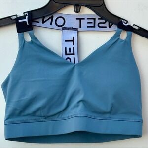 Onset Activewear V-Neck T-Back Sports Bra Blue Women's Size Medium